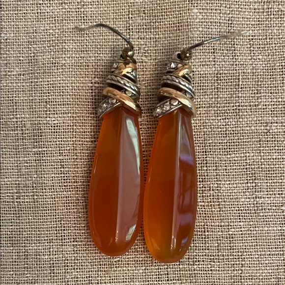 Brighton Neptune’s Rings Gold & Silver Amber Stone Teardrop Earrings - Picture 2 of 3
